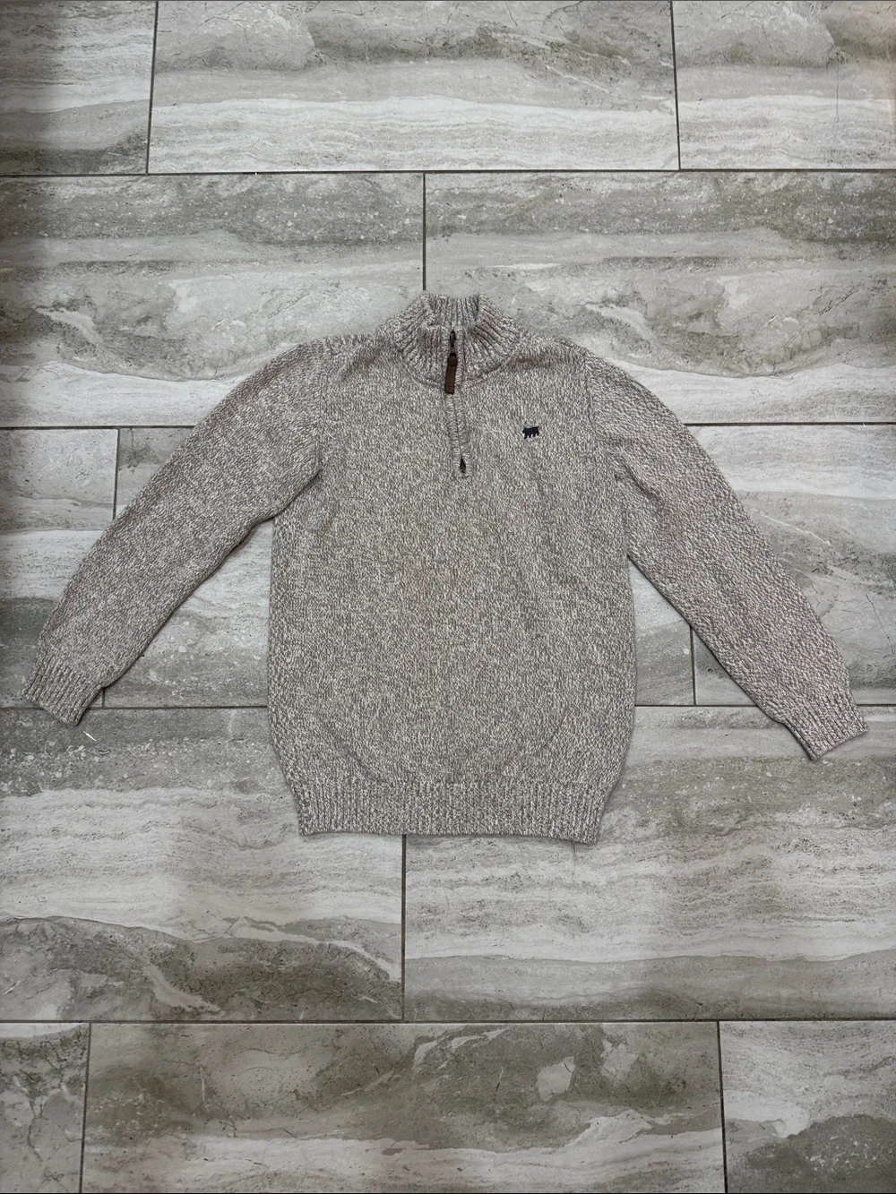 Carter's Men's Zip-Neck Heather Taupe Sweater